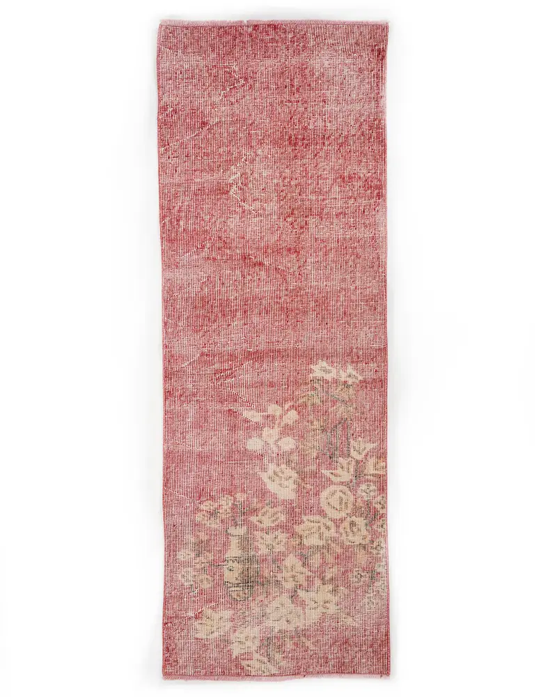 Kırmızı ve Bej Halı, 1,9x6,2 ft Zarif Konfor