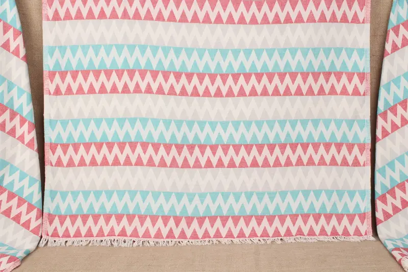 Toalla de playa turca personalizada Zigzag beige, 40x71 pulgadas
