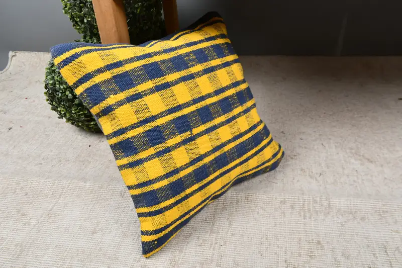 Gift Pillow, Vintage Throw Pillow Case, Pillow, 16x16 Yellow Cushion Cover, Throw Kilim Pillow, Vintage Kilim Pillow, Comfy Throw Pillow Cover - 7
