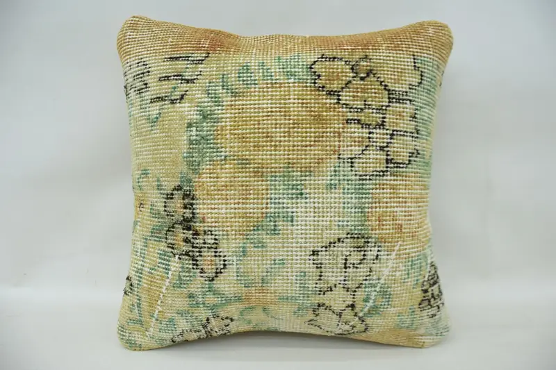 Kilim Pillow Cover, Turkish Pillow, Pillow, 16x16 Beige Cushion Case, Pattern Throw Pillow, Morroccon Kilim Cushion Cushion Cover, Pillow for Couch - 1