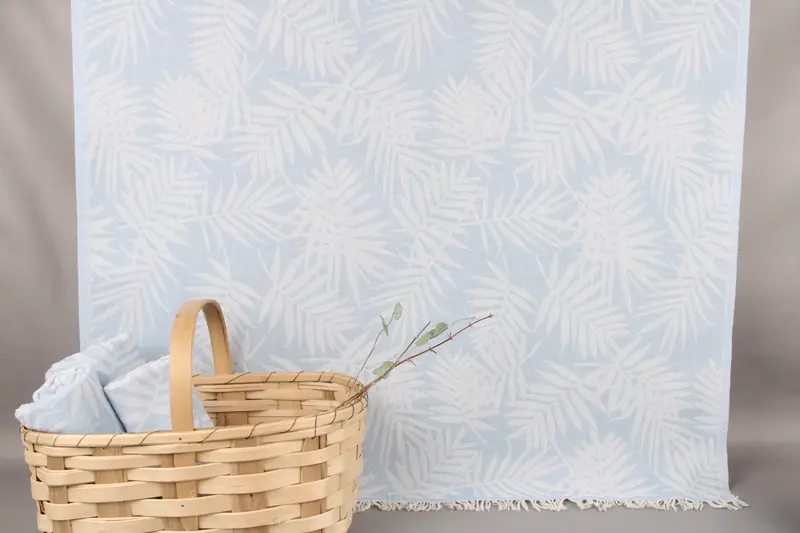 Custom Beach Towel Monogrammed Baby Blue Floral, 40x63 Inches