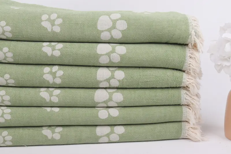 Scarf Towel, Spa Gift, Quick-dry towel, Turkish hand towel, Spa Towel, Yoga Towel, 70x36 Cotton Paw Design Towel, Gifts For Him, Organic Beach Towel - 4