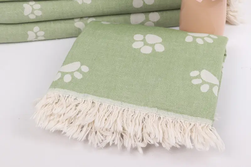 Scarf Towel, Spa Gift, Quick-dry towel, Turkish hand towel, Spa Towel, Yoga Towel, 70x36 Cotton Paw Design Towel, Gifts For Him, Organic Beach Towel - 6