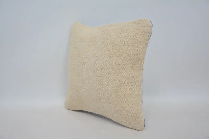Vintage Pillow, Handmade Cushion Case, Pillow for Sofa, Pillow Cover, 12x12 Beige Cushion Cover, Boho Pillow, Handwoven Pillow Cover Cushion - 4