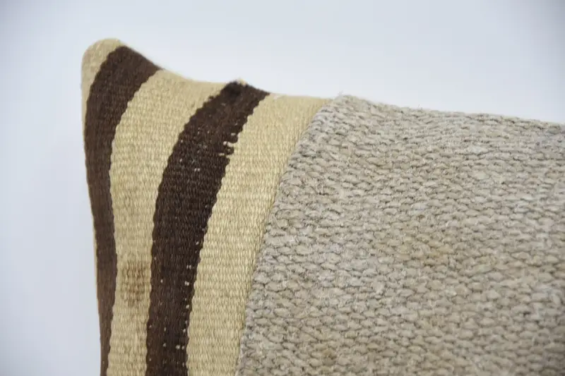 16x48 Beige Pillow Case, Throw Kilim Pillow, Pillow Sham, Aztec Pillow Sham, Kilim Pillow, Meditation Cushion Case, Handmade Kilim Cushion - 2