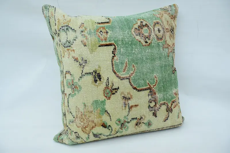 Colorful Pillow, 32x32 Beige Cushion, Vintage Pillow, Pillow Sham, Bright Pillow, Handmade Kilim Cushion, Turkish Kilim Pillow - 2