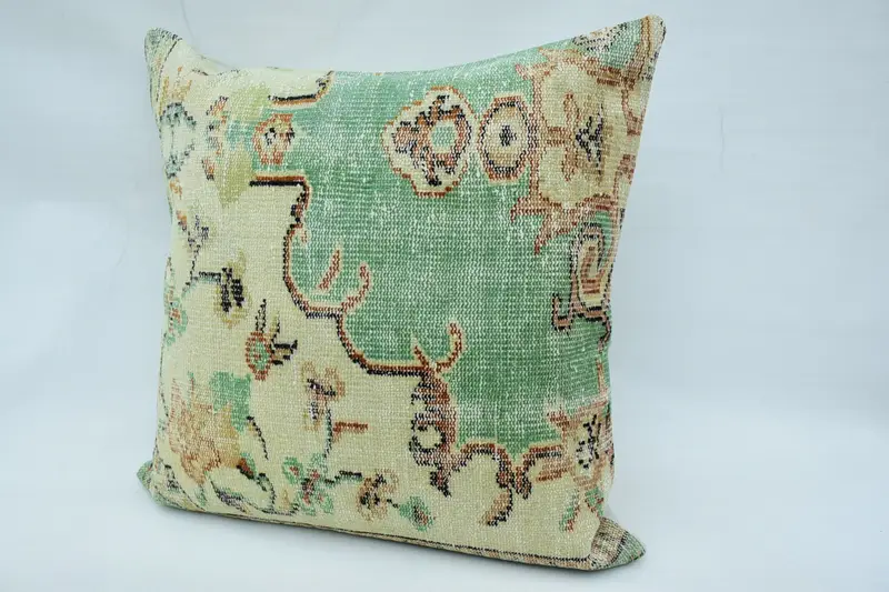 Colorful Pillow, 32x32 Beige Cushion, Vintage Pillow, Pillow Sham, Bright Pillow, Handmade Kilim Cushion, Turkish Kilim Pillow - 3