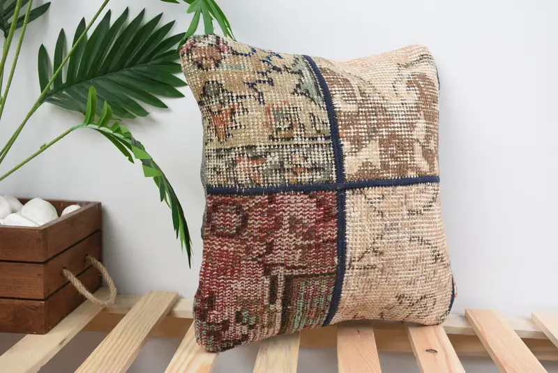 Bolster Pillow Sham, 14x14 Brown Pillow Cover, Antique Pillows, Home Decor Pillow, Yoga Pillow Sham, Gift Pillow, Pillow Sham - 4