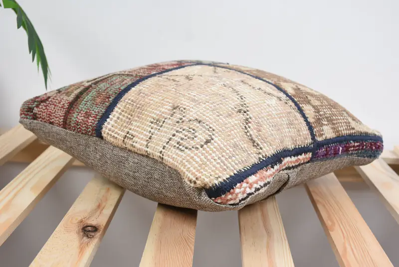 Bolster Pillow Sham, 14x14 Brown Pillow Cover, Antique Pillows, Home Decor Pillow, Yoga Pillow Sham, Gift Pillow, Pillow Sham - 6