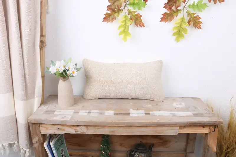 Pillow Sham, Tribal Cushion, 8x16 White Cushion, Vintage Kilim Throw Pillow, Interior Designer Pillow, Ikat Pillow, Vintage Pillow - 1