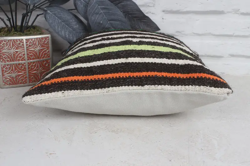 Interior Designer Pillow, Bohemian Cushion Pillow Cover, 12x12 Brown Cushion Cover, Pillow for Sofa, Pillow Case, Vintage Kilim Pillow - 5