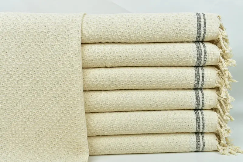 Face Towel Customized Hand Towel Khaki Green Striped 18x38 Inches