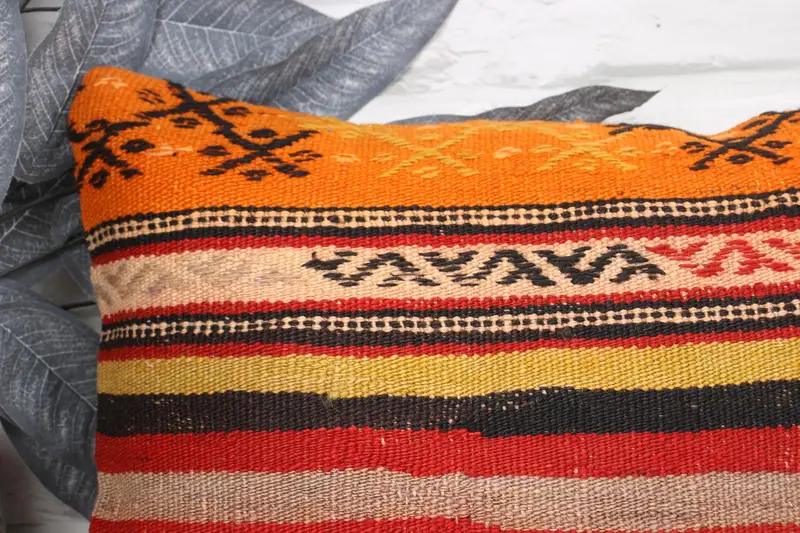 12x24 Orange Pillow, Vintage Kilim Pillow, Muted Pillow, Kilim Pillow, Office Chair Pillow Cover, Pillow Case, Home Decor Pillow - 2