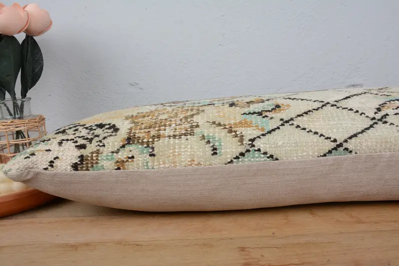Antique Pillows, Cozy Throw Pillow Cover, Cushion Case, 12x36 Green Cushion Case, Kilim Pillow, Interior Designer Pillow - 5