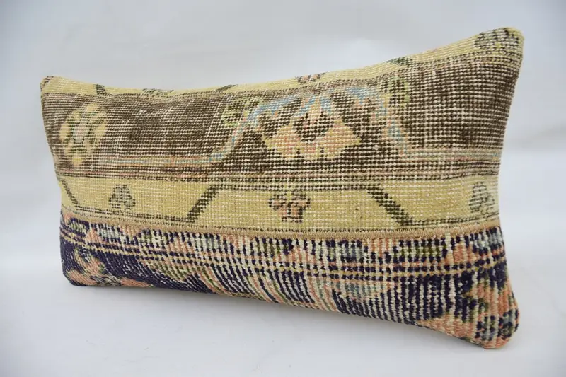 Art Deco Cushion, Turkish Pillow, Nomadic Pillow Cover, Pillow Sham, Kilim Pillow Cover, Pillow for Sofa, 12x24 Brown Cushion Case - 3