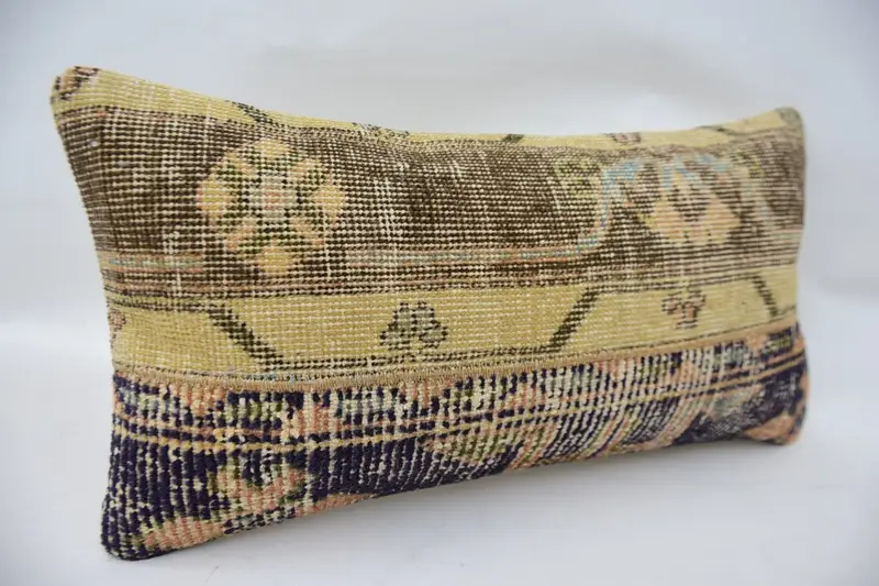 Art Deco Cushion, Turkish Pillow, Nomadic Pillow Cover, Pillow Sham, Kilim Pillow Cover, Pillow for Sofa, 12x24 Brown Cushion Case - 2