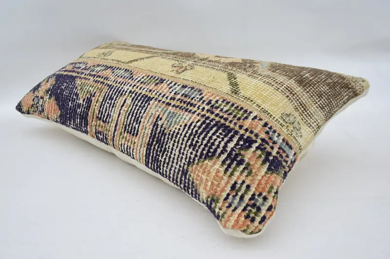 Art Deco Cushion, Turkish Pillow, Nomadic Pillow Cover, Pillow Sham, Kilim Pillow Cover, Pillow for Sofa, 12x24 Brown Cushion Case - 6