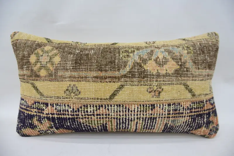 Art Deco Cushion, Turkish Pillow, Nomadic Pillow Cover, Pillow Sham, Kilim Pillow Cover, Pillow for Sofa, 12x24 Brown Cushion Case - 4