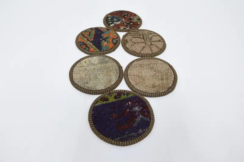 Böhmische runde Untersetzer, rote und braune Küchendekor-Untersetzer