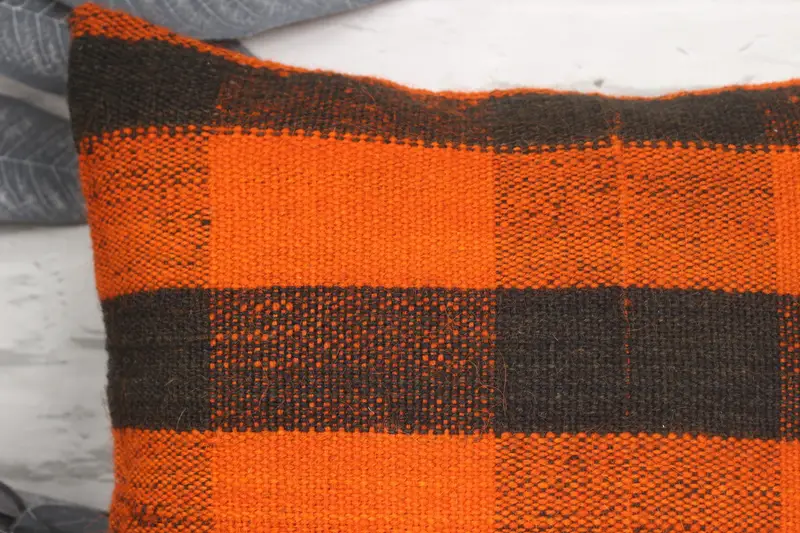 Pillow Cover, Pillow for Sofa, Kilim Cushion Sham, Southwestern Pillow, 14x14 Orange Cushion Cover, Garden Pillow Sham, Home Decor Pillow - 2