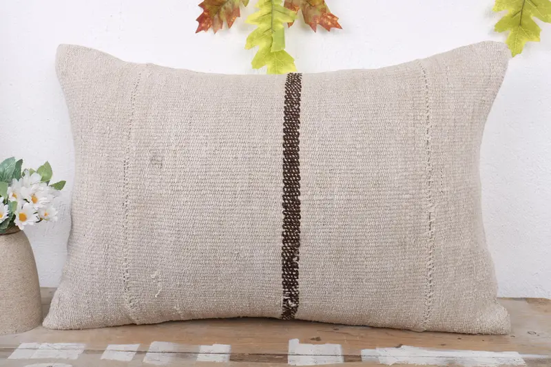 Pillow for Sofa, Pillow for Couch, Lounge Throw Pillow, Vintage Kilim Pillow, Pillow Cover, Aztec Cushion Cover, 16x24 Beige Cushion - 2