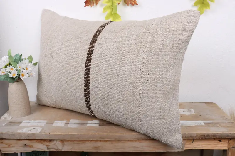 Pillow for Sofa, Pillow for Couch, Lounge Throw Pillow, Vintage Kilim Pillow, Pillow Cover, Aztec Cushion Cover, 16x24 Beige Cushion - 4