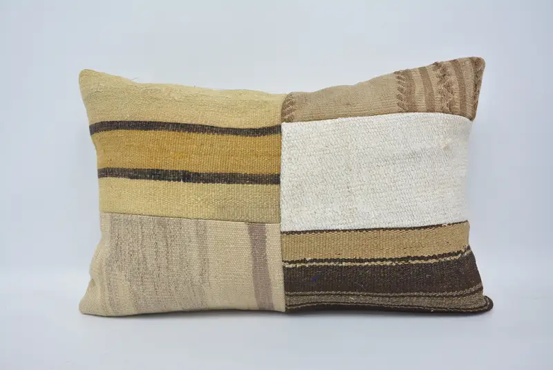 Pillow for Couch, 16x24 Beige Cushion, Ethnical Kilim Rug Pillow, Turkish Kilim Pillow, Oriental Cushion Case, Cushion Cover - 1
