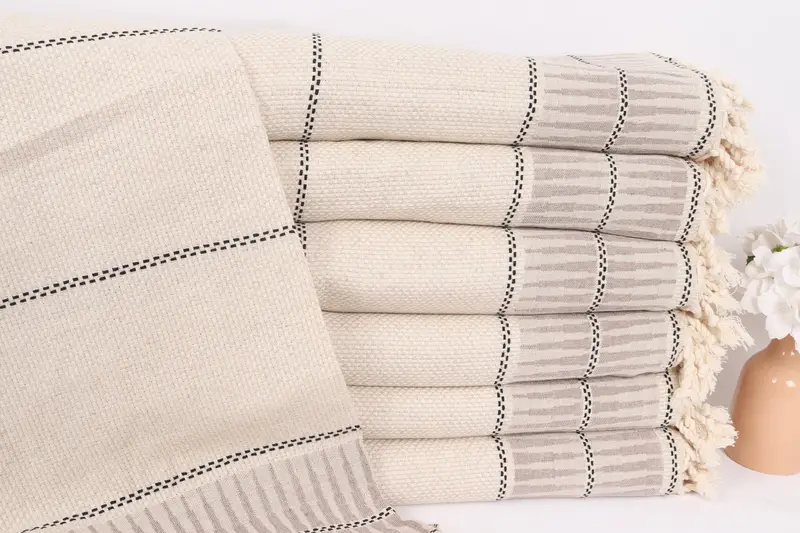 Bachelorette Party Favors Beach, Boho Throw Blankets, Tablecloth, Throw Blanket Couch, Wedding Anniversary Gift, 104x96 Linen Striped Towel - 1