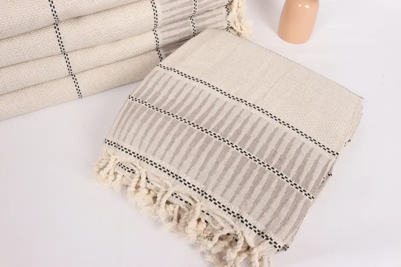 Bachelorette Party Favors Beach, Boho Throw Blankets, Tablecloth, Throw Blanket Couch, Wedding Anniversary Gift, 104x96 Linen Striped Towel - 5