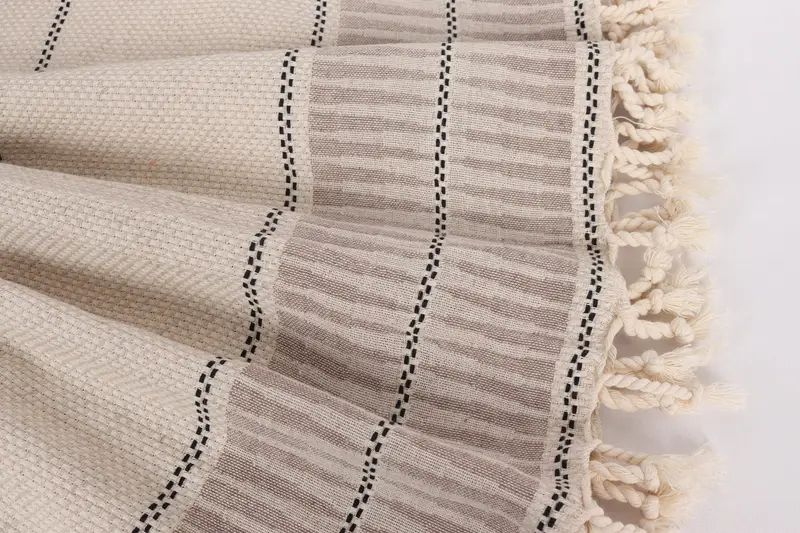 Bachelorette Party Favors Beach, Boho Throw Blankets, Tablecloth, Throw Blanket Couch, Wedding Anniversary Gift, 104x96 Linen Striped Towel - 8