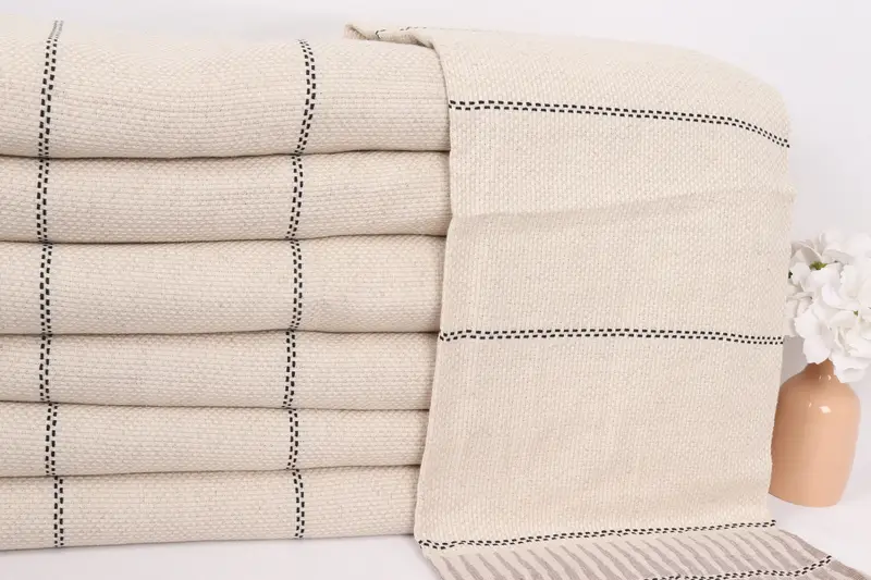 Bachelorette Party Favors Beach, Boho Throw Blankets, Tablecloth, Throw Blanket Couch, Wedding Anniversary Gift, 104x96 Linen Striped Towel - 2