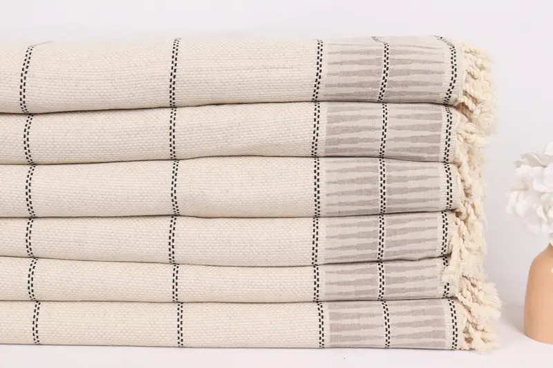 Bachelorette Party Favors Beach, Boho Throw Blankets, Tablecloth, Throw Blanket Couch, Wedding Anniversary Gift, 104x96 Linen Striped Towel - 3