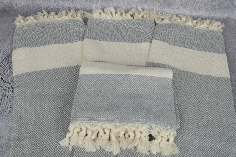 Quick-dry peshtemal, Sand-Resistant Peshtemal, Travel towel, Gift For Coworker, Kids Beach Towel, Cotton towel, 70x40 Cotton Diamond Towel - 4