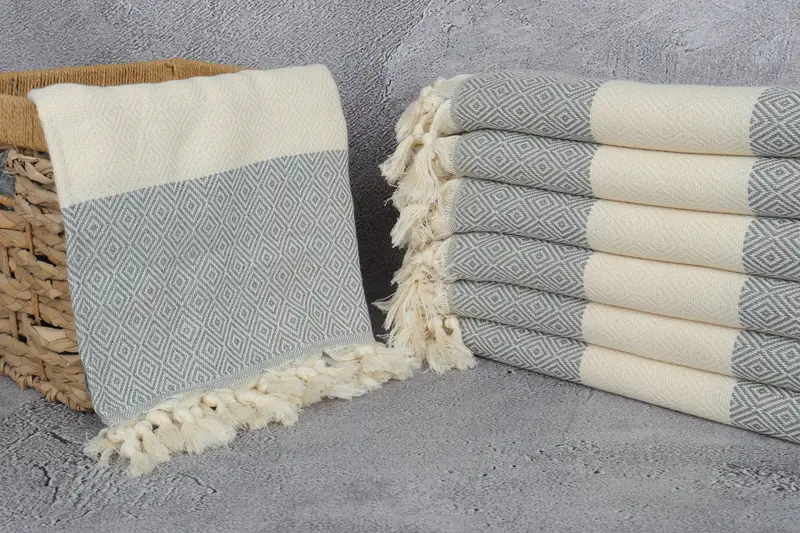 Quick-dry peshtemal, Sand-Resistant Peshtemal, Travel towel, Gift For Coworker, Kids Beach Towel, Cotton towel, 70x40 Cotton Diamond Towel - 3