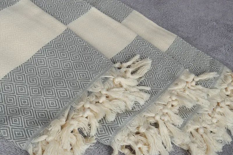 Quick-dry peshtemal, Sand-Resistant Peshtemal, Travel towel, Gift For Coworker, Kids Beach Towel, Cotton towel, 70x40 Cotton Diamond Towel - 5