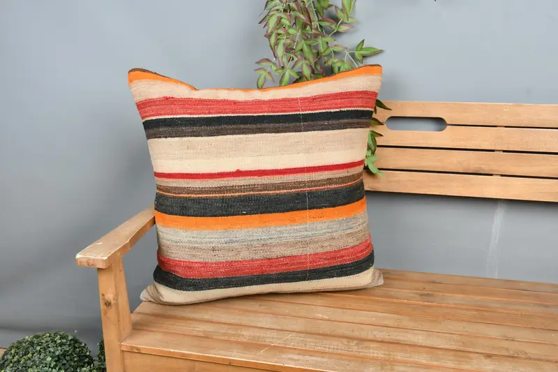 24x24 Red Pillow Case, Home Decor Pillow, Boho Pillow Sham Cover, One Of A Kind Pillow Case, Pillow Cover, Ikat Cushion Case, Boho Pillow - 1