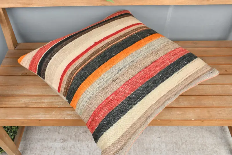24x24 Red Pillow Case, Home Decor Pillow, Boho Pillow Sham Cover, One Of A Kind Pillow Case, Pillow Cover, Ikat Cushion Case, Boho Pillow - 2