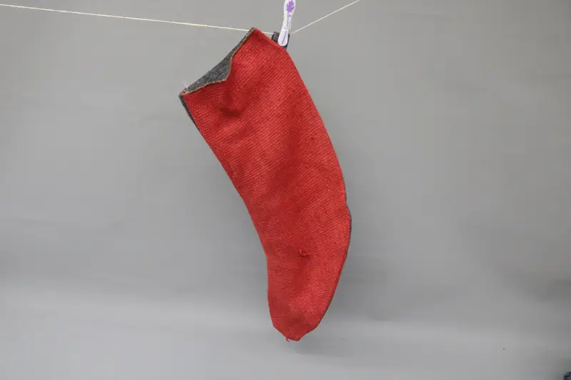 Red Christmas Ornaments Stocking, 9 Inch Wide Festive Stocking