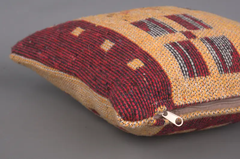 Throw Kilim Pillow, Ethnical Kilim Rug Pillow, Vintage Kilim Throw Pillow, Pillow Cover, 12x12 Orange Pillow Cover, Hippie Throw Cushion Cover - 6