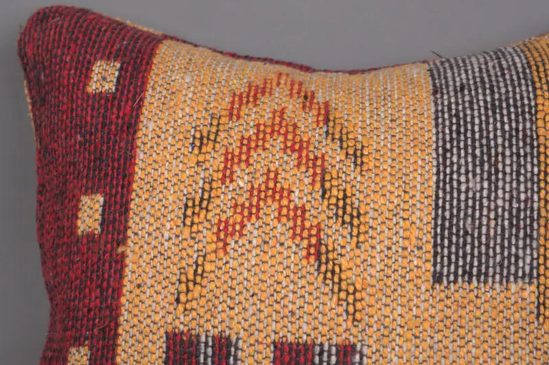 Throw Kilim Pillow, Ethnical Kilim Rug Pillow, Vintage Kilim Throw Pillow, Pillow Cover, 12x12 Orange Pillow Cover, Hippie Throw Cushion Cover - 5