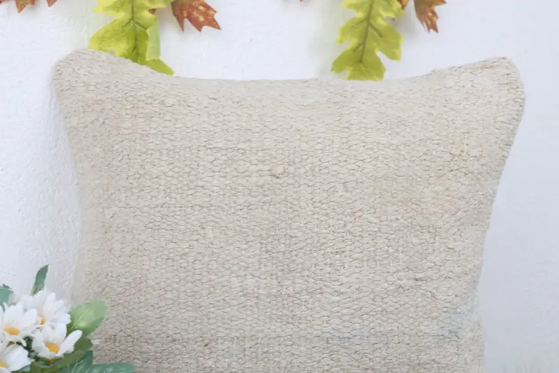 Turkish Kilim Pillow, Outdoor Cushion Case, Vintage Kilim Throw Pillow, 14x14 White Pillow Cover, Cushion Cover, Pillow for Couch - 5