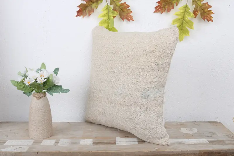 Turkish Kilim Pillow, Outdoor Cushion Case, Vintage Kilim Throw Pillow, 14x14 White Pillow Cover, Cushion Cover, Pillow for Couch - 4