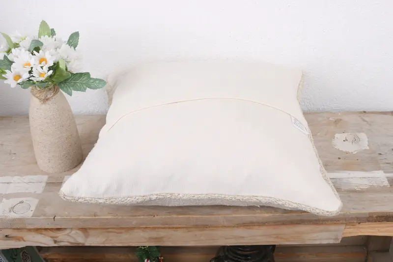 Turkish Kilim Pillow, Outdoor Cushion Case, Vintage Kilim Throw Pillow, 14x14 White Pillow Cover, Cushion Cover, Pillow for Couch - 7