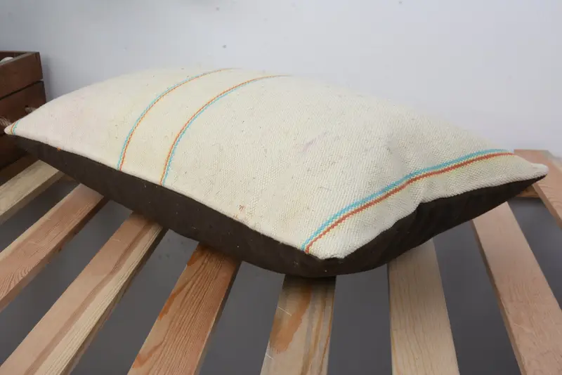 Cubierta de cojín, almohada retro de almohada, almohada de regalo, cojín de tiro cómodo, almohada de almohada beige 12x20, almohada de lanzamiento de kilim vintage, almohada turca - 6
