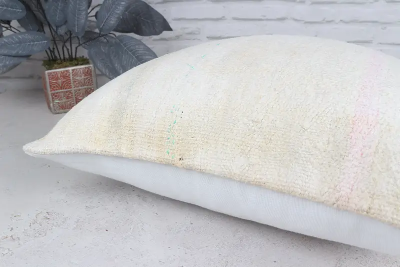 Handwoven Pillow Cover Pillow Cover, Home Decor Pillow, Handmade Kilim Cushion, Pillow Cover, Boho Pillow Sham Cover, 20x20 White Cushion Case - 8