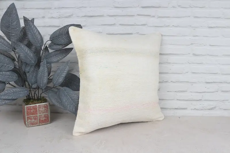 Handwoven Pillow Cover Pillow Cover, Home Decor Pillow, Handmade Kilim Cushion, Pillow Cover, Boho Pillow Sham Cover, 20x20 White Cushion Case - 4