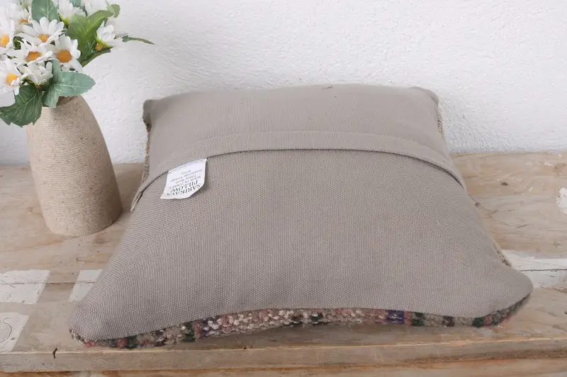 Pillow Sham, Boho Pillow, 12x12 Blue Cushion Cover, Antique Pillows, Vintage Cushion Case, Authentic Pillow Sham, Kilim Cushion Sham - 7