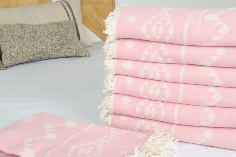 Personalized Blanket, Personalized Gifts, Valentines Day Gift Idea, Bachelorette Gifts, 70x60 Cotton Geometric Towel, Family Gift Basket - 3