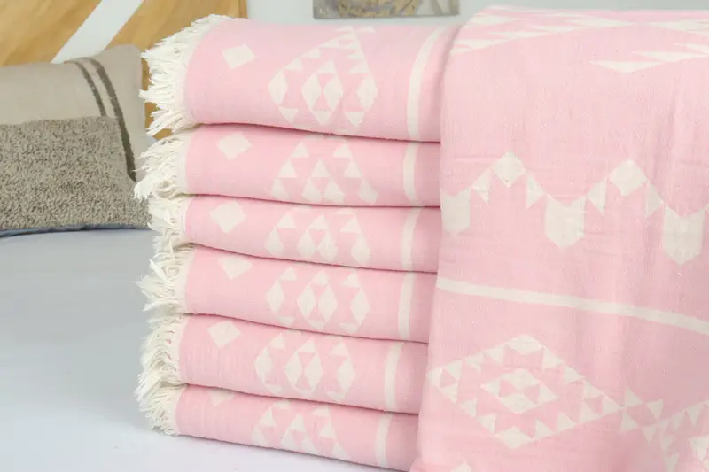 Personalized Blanket, Personalized Gifts, Valentines Day Gift Idea, Bachelorette Gifts, 70x60 Cotton Geometric Towel, Family Gift Basket - 2