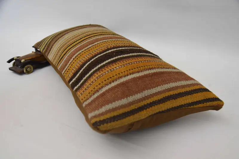 Turkish Kilim Pillow, Vintage Kilim Pillow, Boho Pillow, Pillow Sham, Colorful Cushion Cover, Garden Cushion, Retro Pillow, 12x24 Orange Pillow Sham - 6